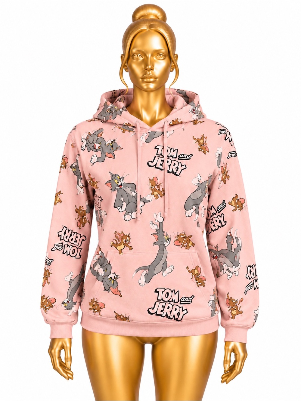 Tom and Jerry Pink Graphic Hoodie Women’s Size Large